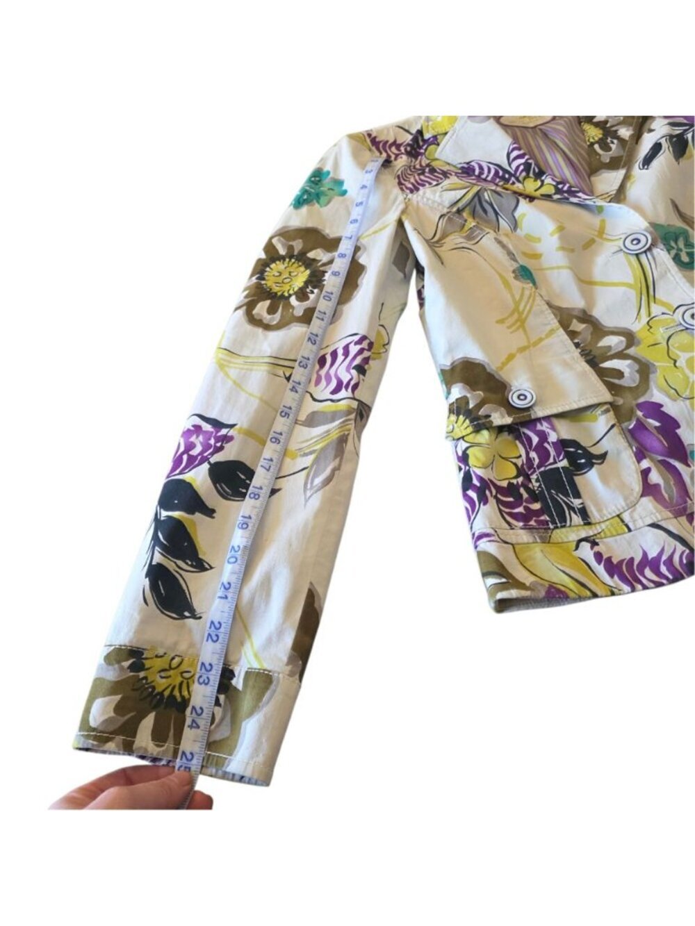 ETRO Milano Italy Floral Cotton Blazer Jacket Belted Purple Yellow IT 46 US 10 L - Picture 16 of 16